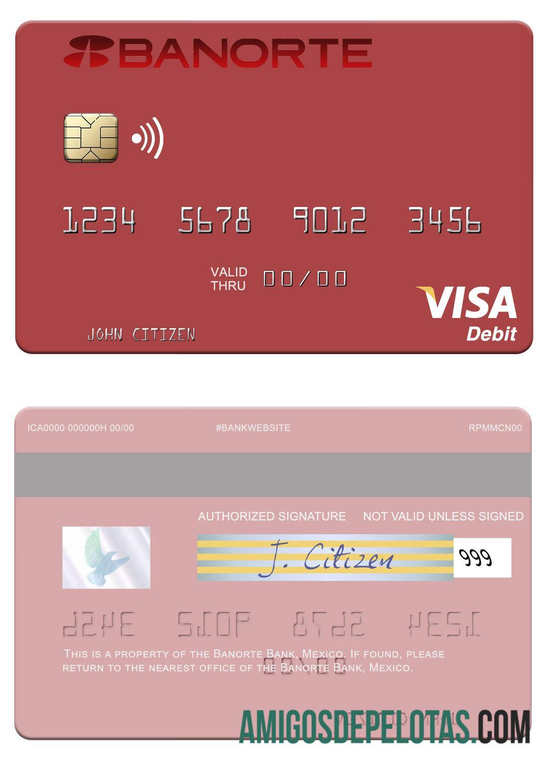 Mexico Banorte Bank Visa Debit Card download for verification
